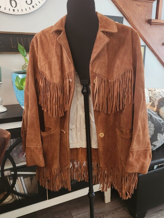 Jackets & Blazers - Vintage Deer Wear Suede Fringe Jacket 70s Brown Small.